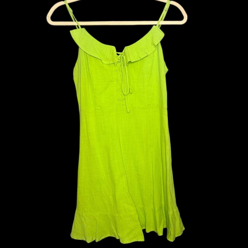 NWT Lulus Here to Dance Lime Green Lace Up Mini Dress Size S